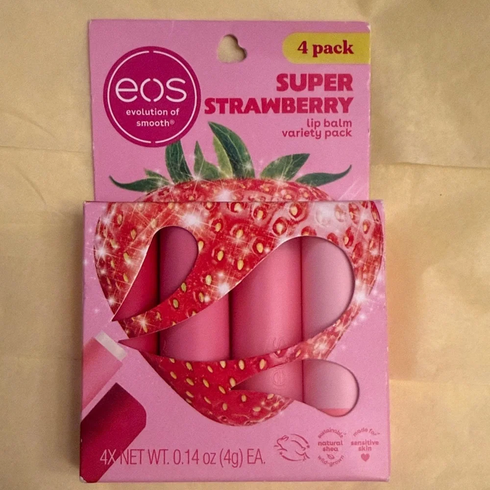 eos Super Strawberry Lip Balm Set - 4 pack